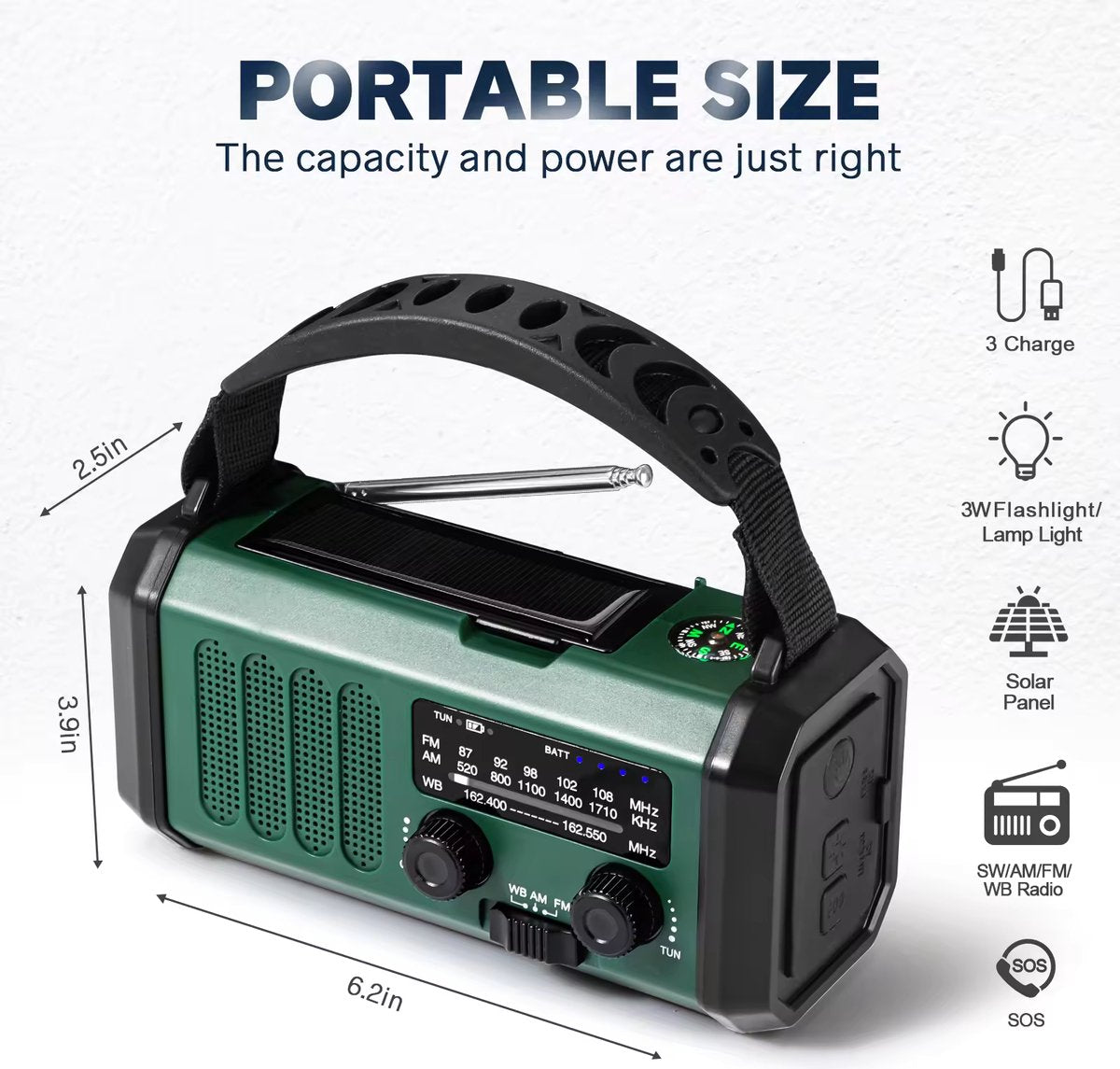 Noodradio - 10.000 mAh - Solar - Powerbank