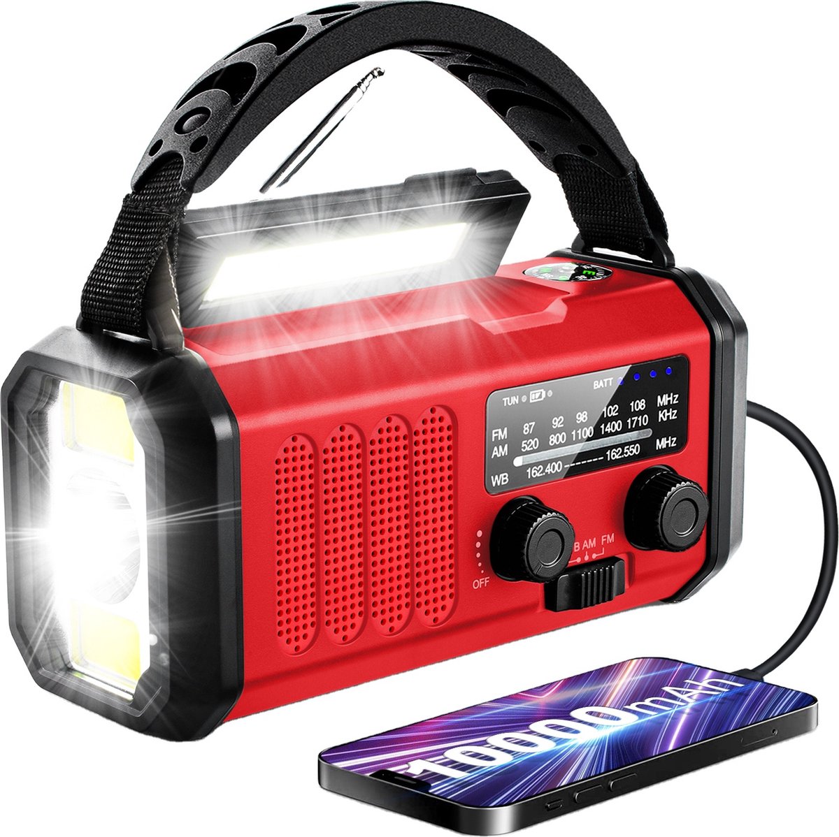 Noodradio - 10.000 mAh - Solar - Powerbank