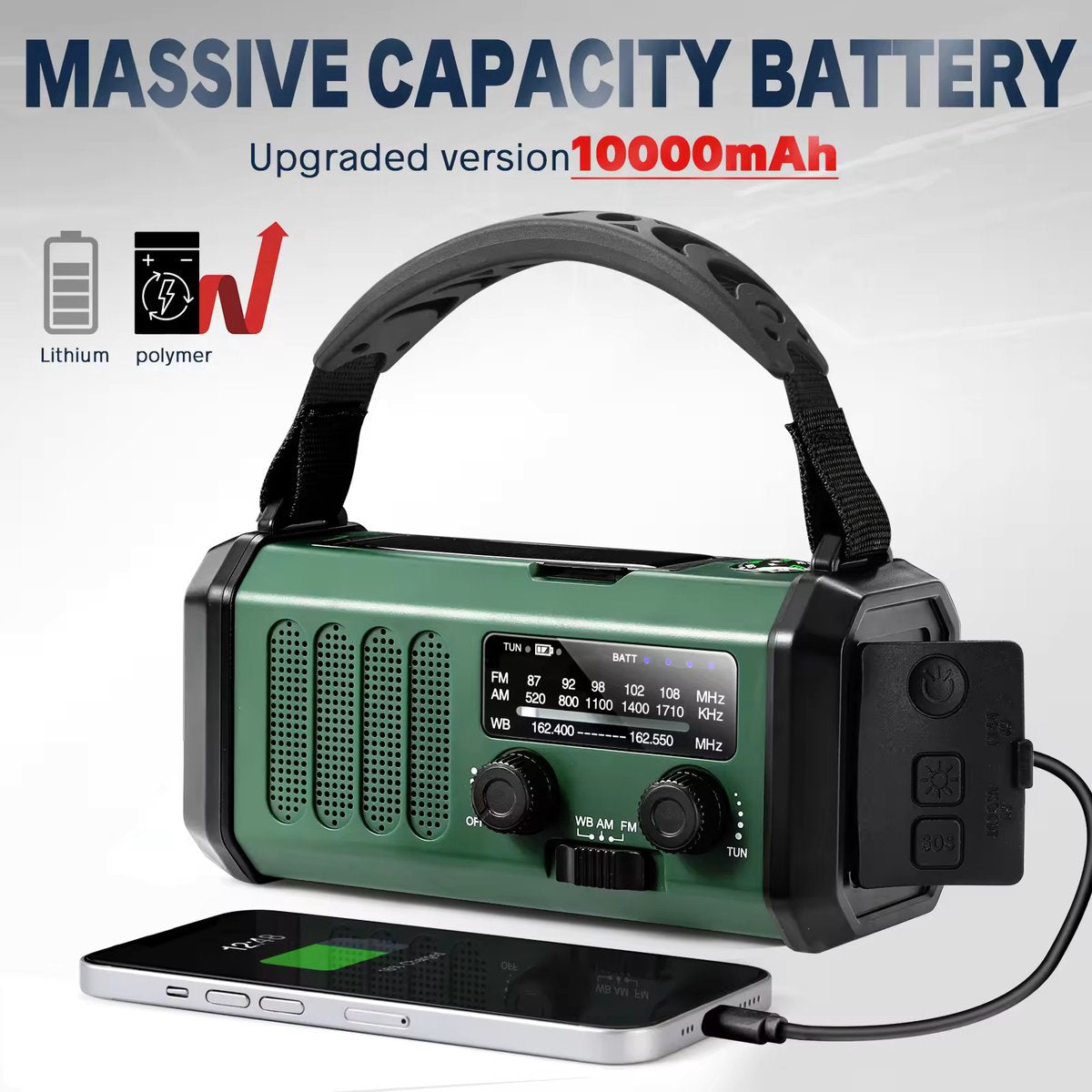 Noodradio - 10.000 mAh - Solar - Powerbank