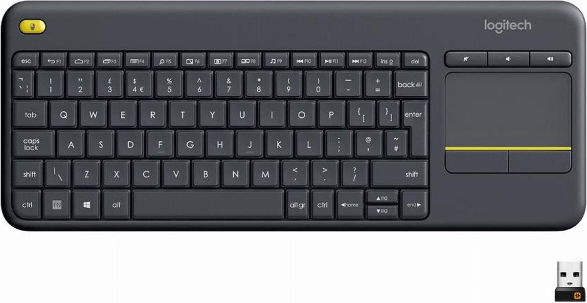 Logitech K400 Plus - Draadloos Touch Toetsenbord - QWERTY ISO - Zwart